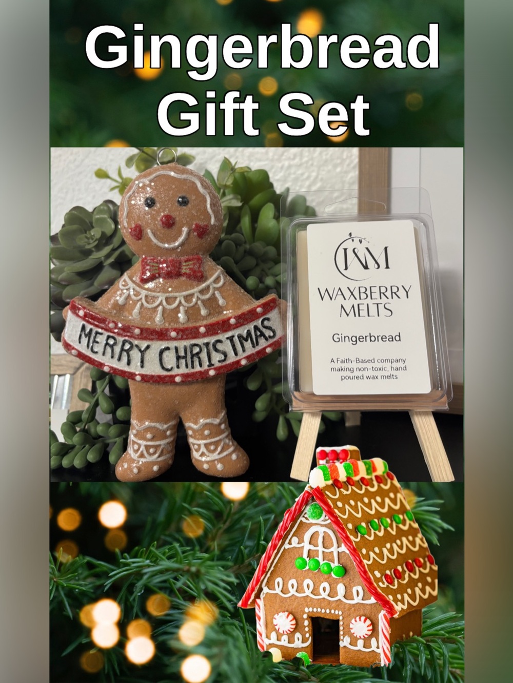 Gingerbread Gift Set with Wax Melts & Brown Gingerbread Ornament